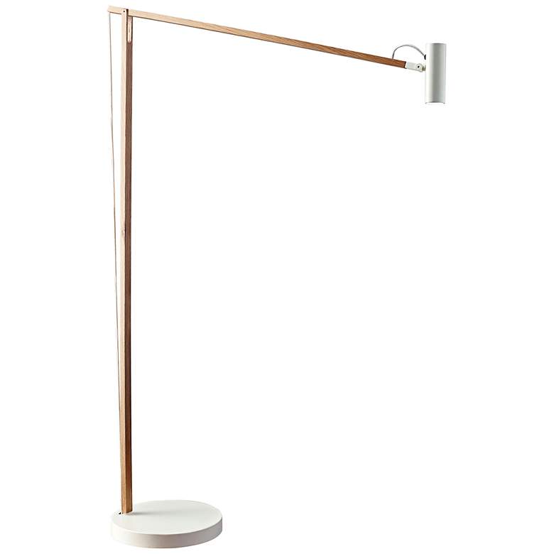 Image 3 Adesso Crane Adjustable Height White and Natural Wood Modern LED Floor Lamp more views