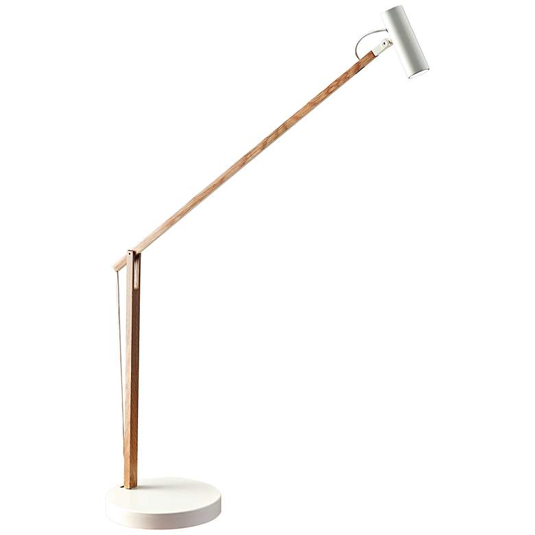 Image 2 Adesso Crane ADS360 Adjustable Height Wood and White Modern LED Desk Lamp
