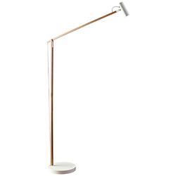 Adesso Crane Natural Wood and White Adjustable LED Floor Lamp