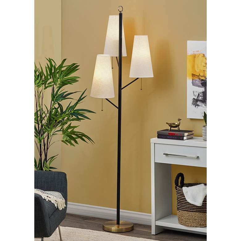 Image 1 Adesso Daniel 71" High Black Metal Modern 3-Light Tree Floor Lamp