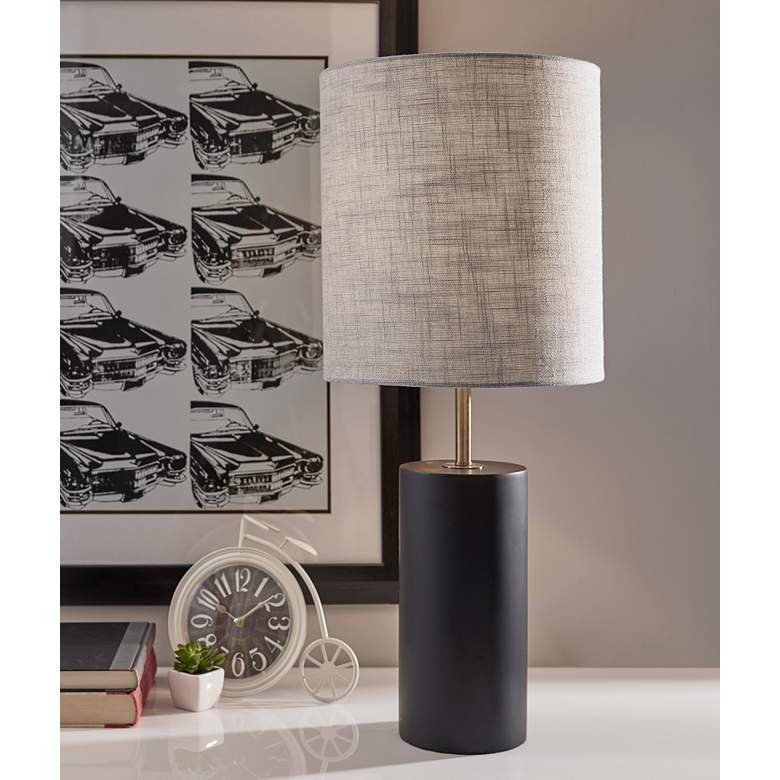 Image 1 Adesso Dean 30 1/2" Modern Black Poplar Wood Column Table Lamp