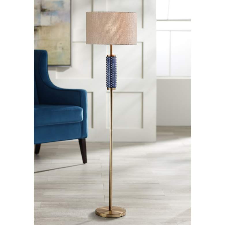 Image 1 Adesso Delilah 64 1/2" High Antique Brass Metal Floor Lamp