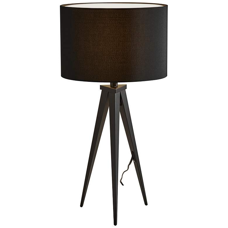 Image 6 Adesso Director 28" Black Metal Tripod Table Lamp with Black Shade more views