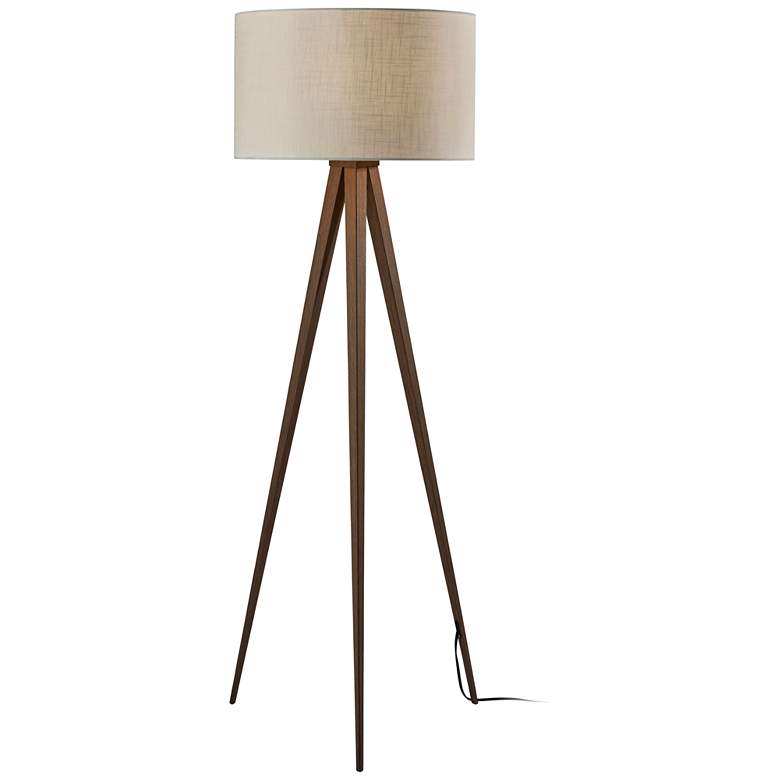 Image 1 Adesso Director 60 1/4" High Rosewood Veneer Metal Tripod Floor Lamp