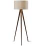1_Adesso Director 60 1/4" High Rosewood Veneer Metal Tripod Floor Lamp