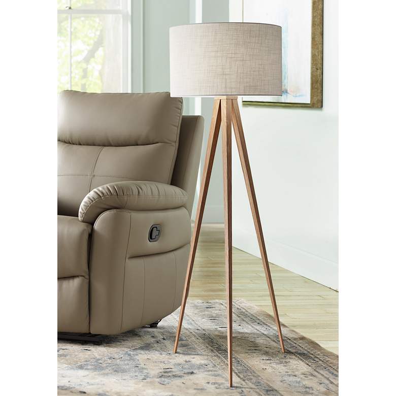 Image 1 Adesso Director 60 1/4 inch Modern Natural Wood Tripod Floor Lamp