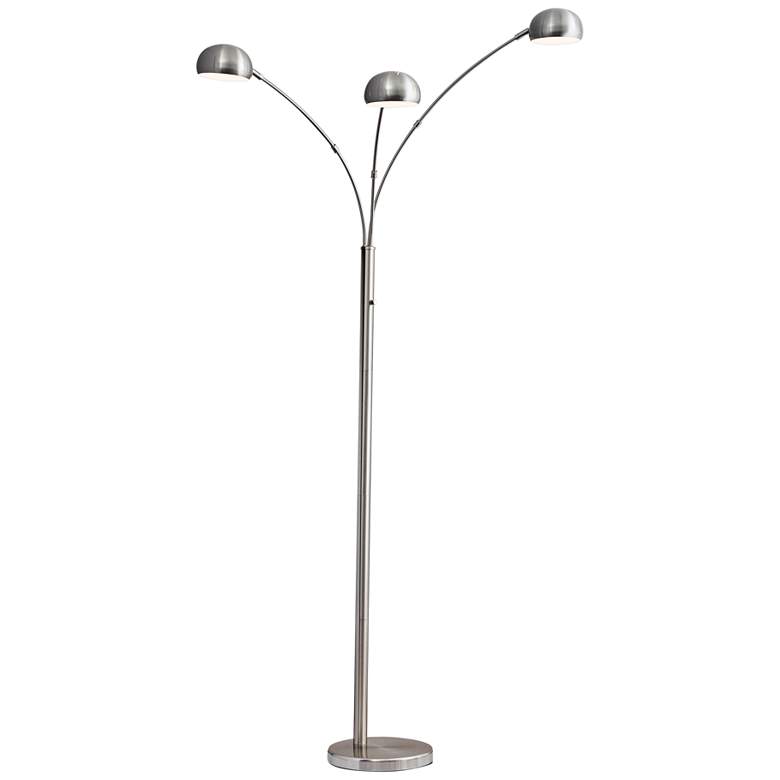Image 1 Adesso Domino 84" Brushed Steel Metal 3-Light Modern Arc Floor Lamp