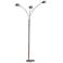 Adesso Domino 84" Brushed Steel Metal 3-Light Modern Arc Floor Lamp