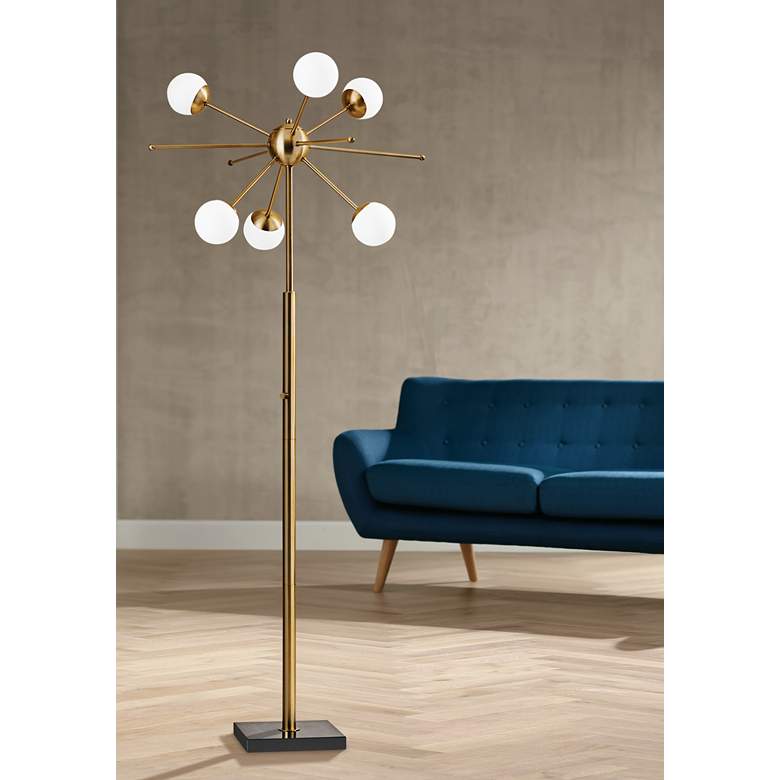 Image 1 Adesso Doppler Antique Brass Modern LED Sputnik Floor Lamp