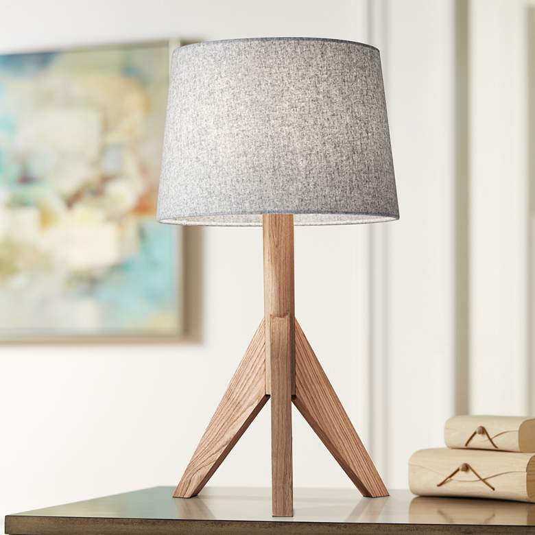 Image 1 Adesso Eden 24 1/2 inch Natural Ash Wood Modern Tripod Table Lamp