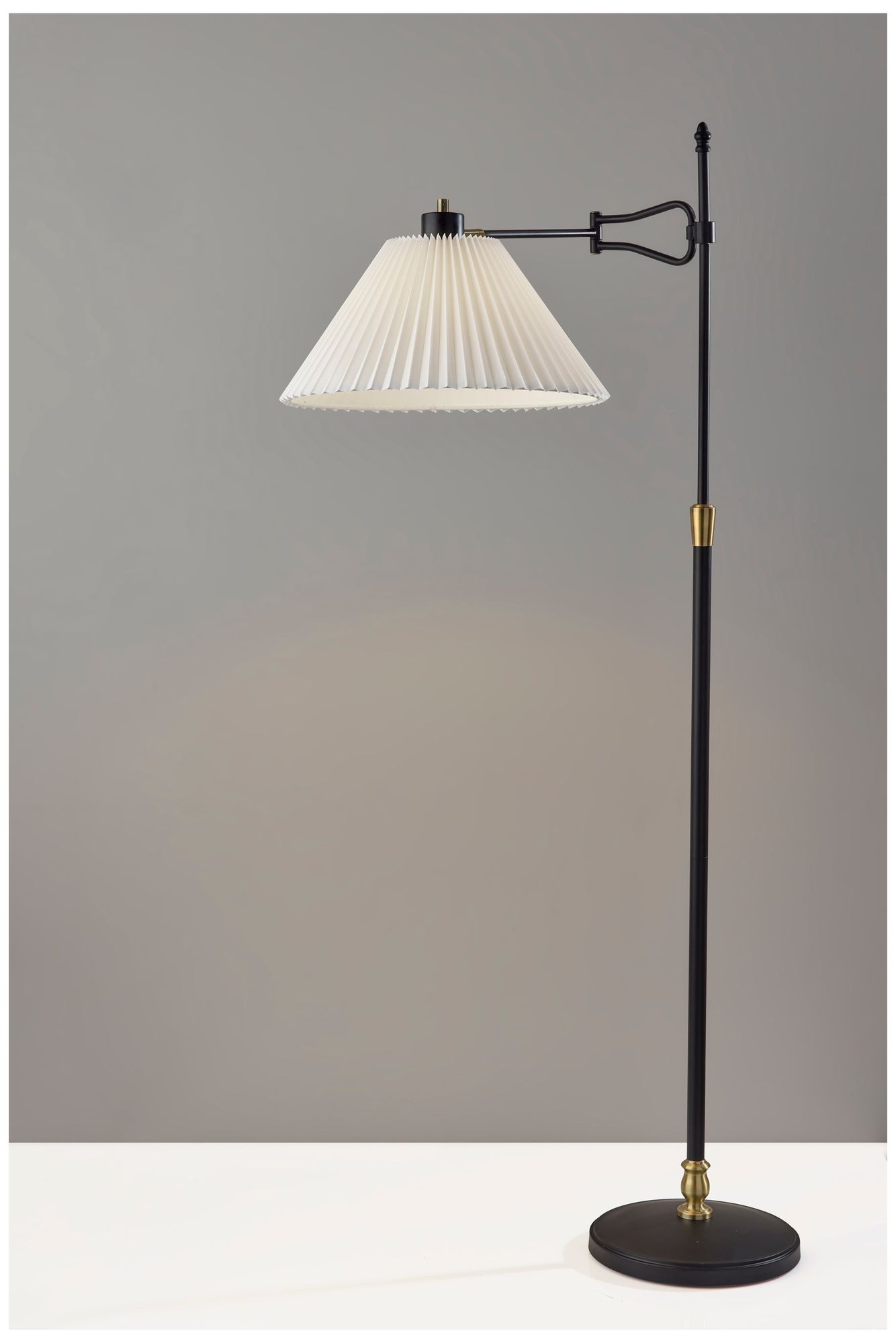 Image 2 Adesso Elijah Floor Lamp - Black & Antique Brass more views