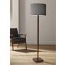 Adesso Ellis 58.5" Gray Shade and Walnut Rubber Wood Modern Floor Lamp
