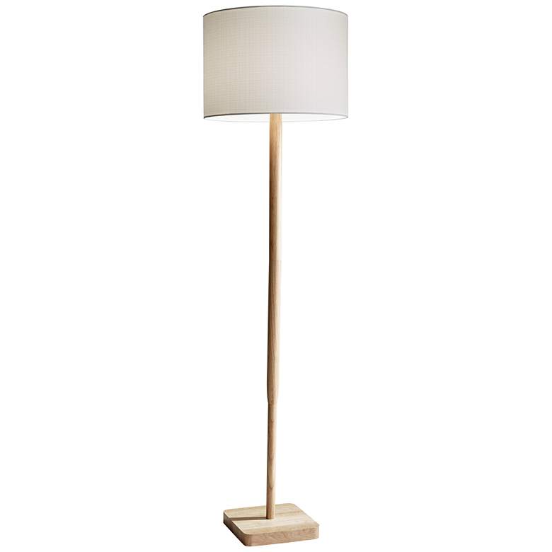 Image 2 Adesso Ellis 58 1/2" White Linen Natural Rubberwood Modern Floor Lamp
