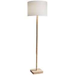 Adesso Ellis 58 1/2&quot; White Linen Natural Rubberwood Modern Floor Lamp