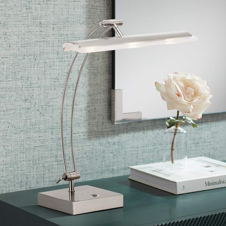 Image 1 Adesso Esquire Adjustable Height Brushed Steel 3-Light LED Desk Lamp