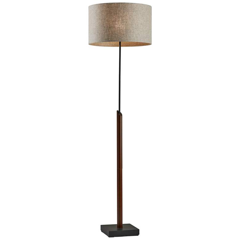Image 1 Adesso Ethan 63" High Black and Walnut Rubberwood Modern Floor Lamp