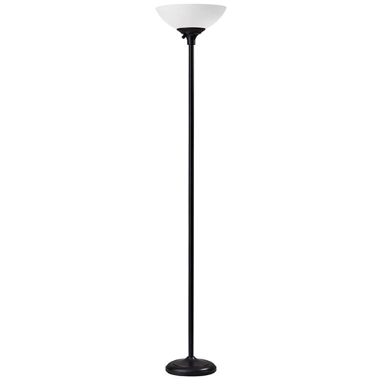 Image 1 Adesso Glenn 71" Black Finish 300 Watt Classic Torchiere Floor Lamp