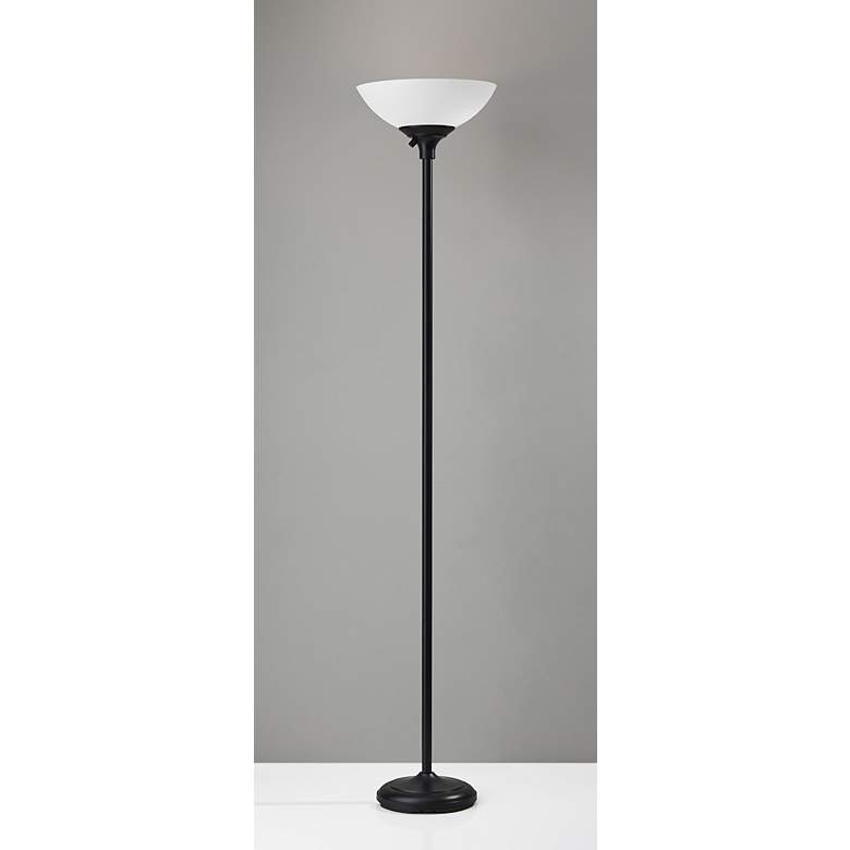 Image 2 Adesso Glenn 71" Black Finish 300 Watt Classic Torchiere Floor Lamp more views