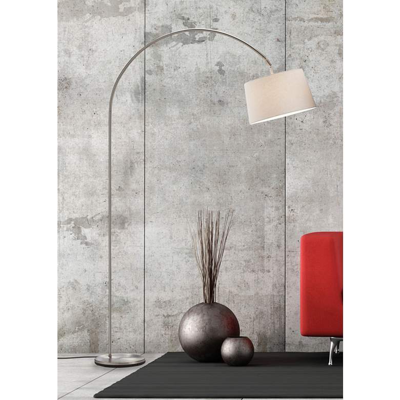Image 1 Adesso Goliath 83" Brushed Steel Modern Arc Floor Lamp