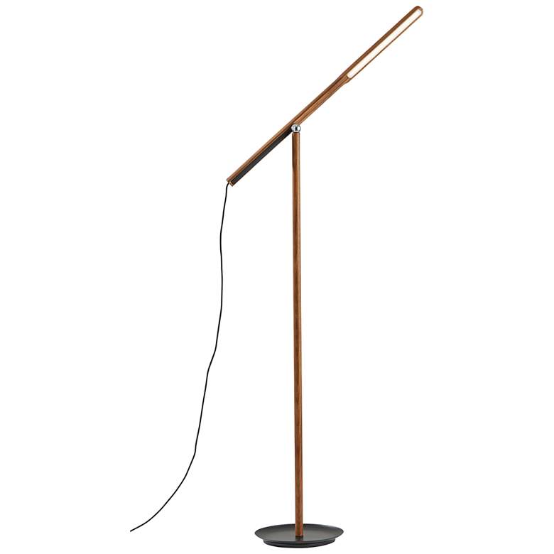 Image 2 Adesso Gravity Adjustable Height Walnut Ash Wood LED Task Floor Lamp