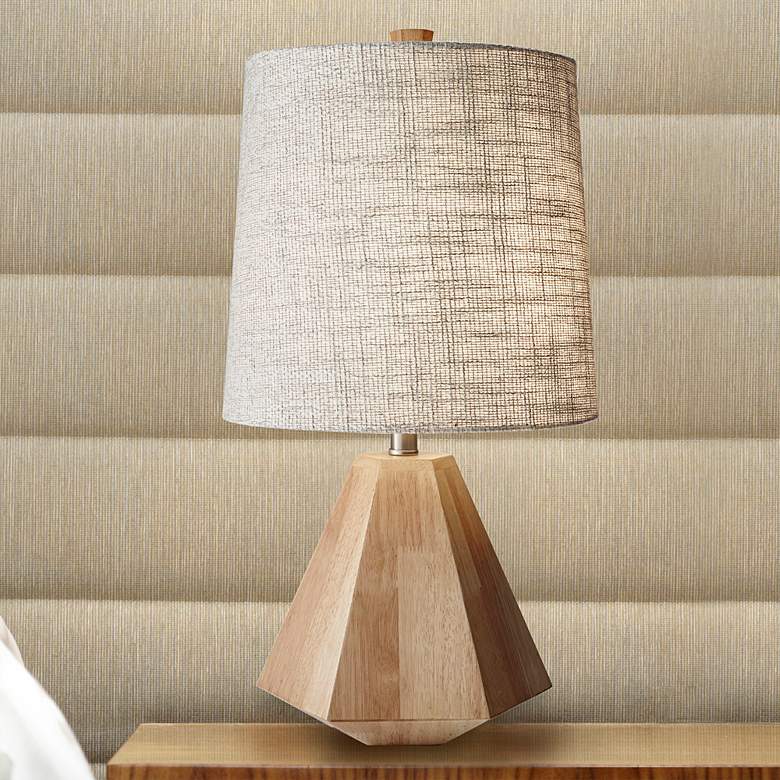 Image 1 Adesso Grayson Natural Birch Wood Geometric Modern Table Lamp