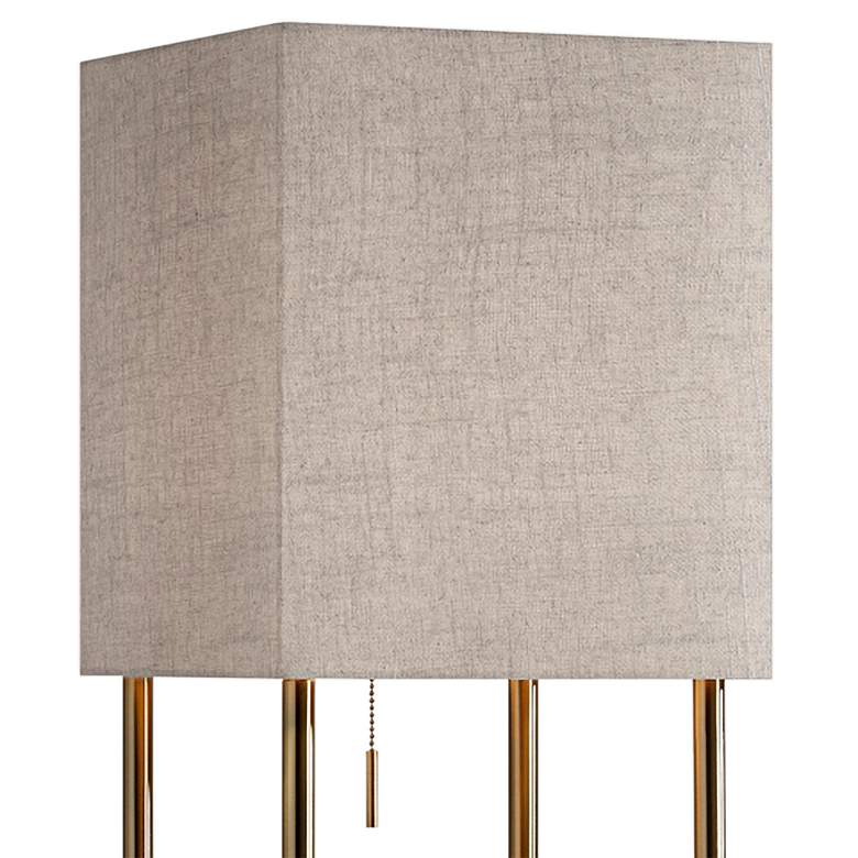 Image 3 Adesso Harrison 62 1/4 inch Antique Brass 2-Shelf Floor Lamp with USB Port more views
