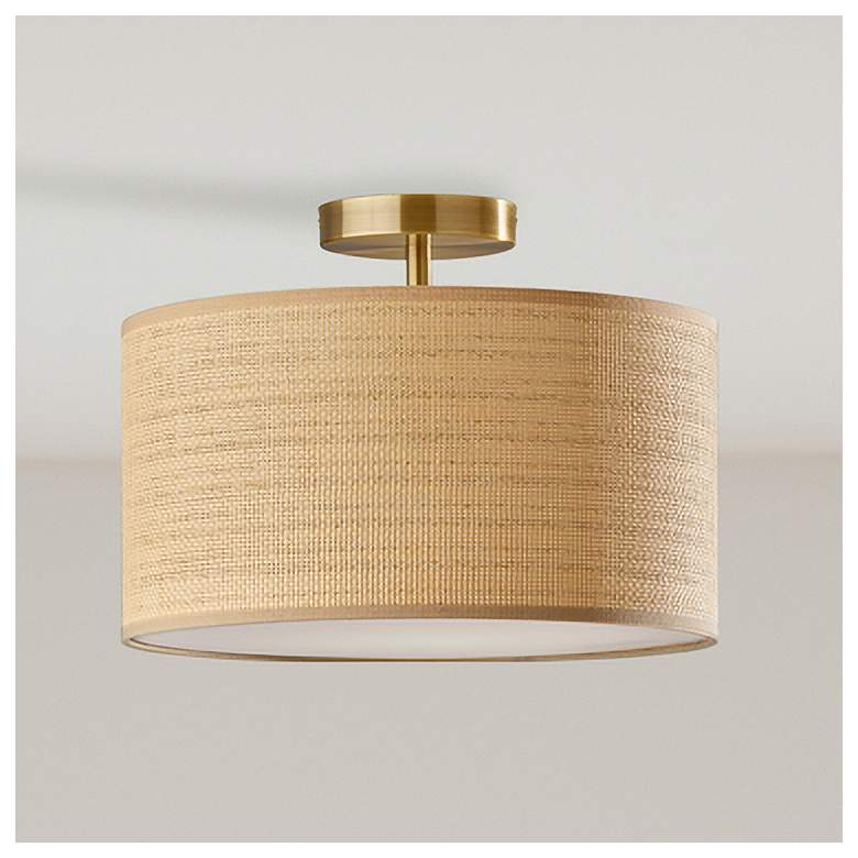 Image 2 Adesso Harvest 15" Wide Antique Brass Metal Ceiling Light