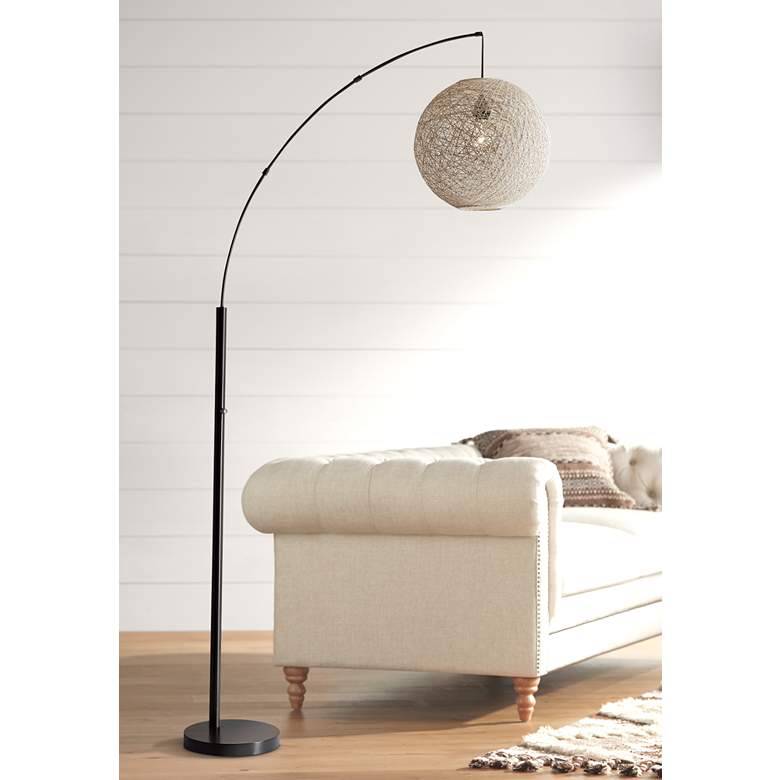 Image 1 Adesso Havana 76 1/2 inch Antique Bronze Metal Modern Arc Floor Lamp