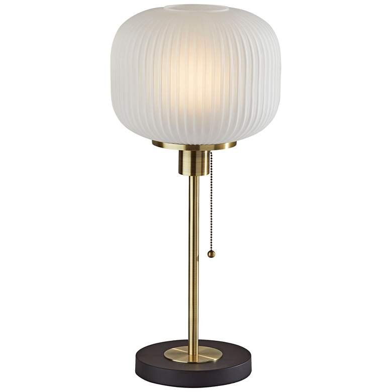 Image 2 Adesso Hazel 22 inch Antique Brass and Ribbed Glass Accent Table Lamp