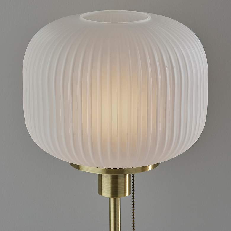 Image 4 Adesso Hazel 22" Antique Brass and Ribbed Glass Accent Table Lamp more views