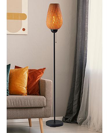 Adesso Hugo 68 1/4" High Black with Natural Bamboo Modern Floor Lamp