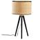 Adesso Jackson 26 1/4" Modern Rattan and Black Wood Tripod Table Lamp