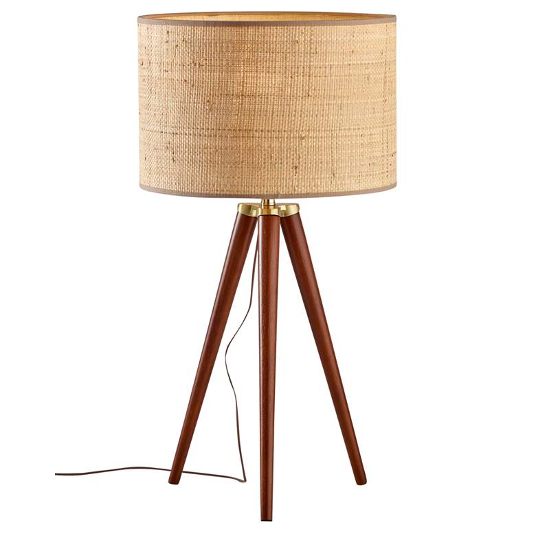 Image 1 Adesso Jackson 26 1/4" Modern Rattan and Walnut Wood Tripod Table Lamp