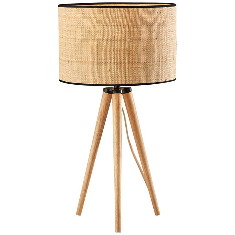 Image 1 Adesso Jackson 26 1/4" Rattan and Natural Wood Tripod Table Lamp