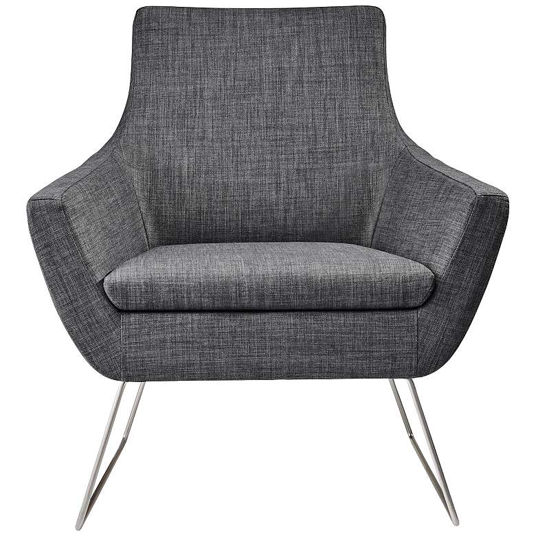 Image 1 Adesso Kendrick Brushed Steel and Charcoal Gray Modern Armchair