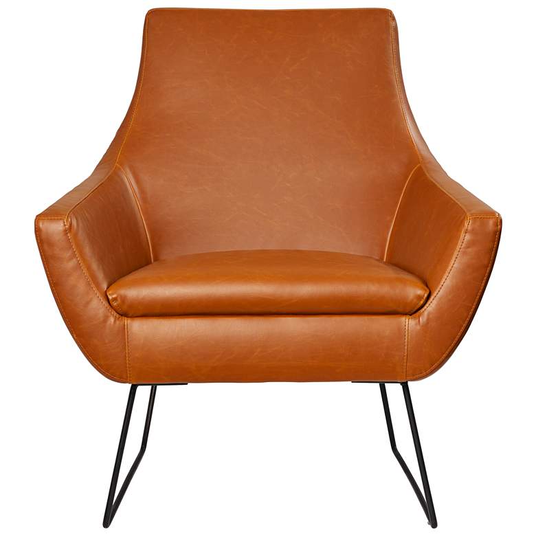 Image 3 Adesso Kendrick Distressed Camel Brown Faux Leather Modern Armchair