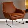 Adesso Kendrick Distressed Camel Brown Faux Leather Modern Armchair in scene