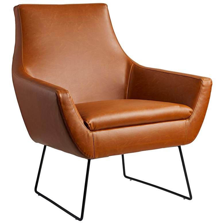 Image 5 Adesso Kendrick Distressed Camel Brown Faux Leather Modern Armchair more views