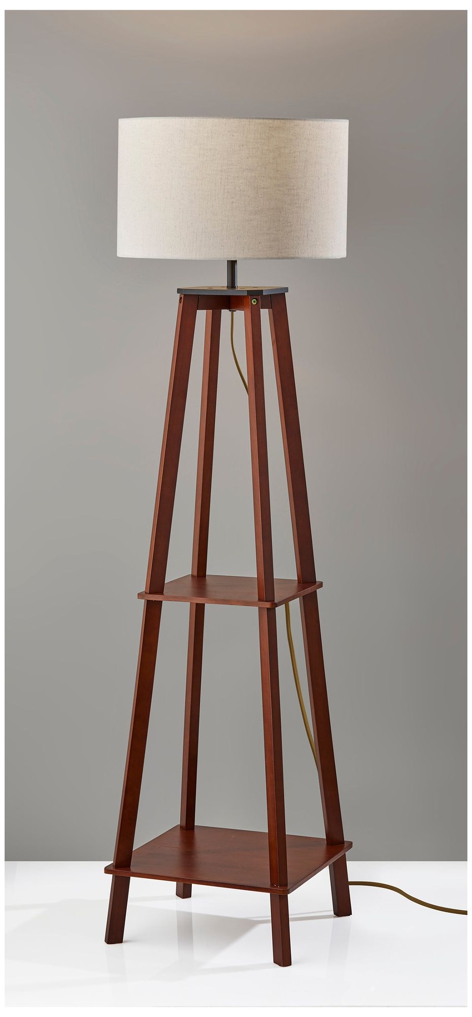 Image 3 Adesso Kirby Shelf Floor Lamp - Walnut Wood more views