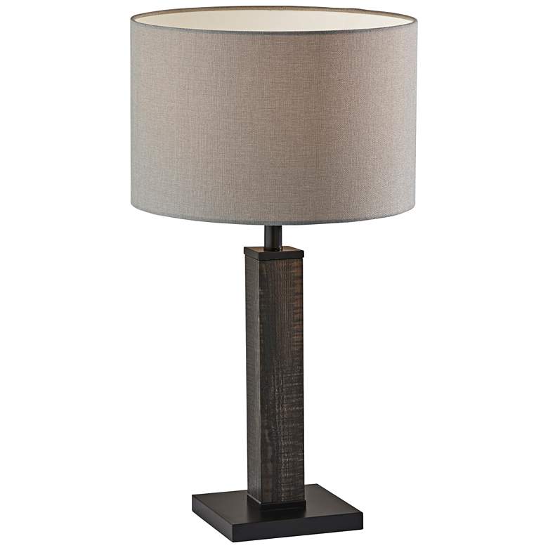 Image 1 Adesso Kona 27 3/4" Black Washed Wood Column Table Lamp