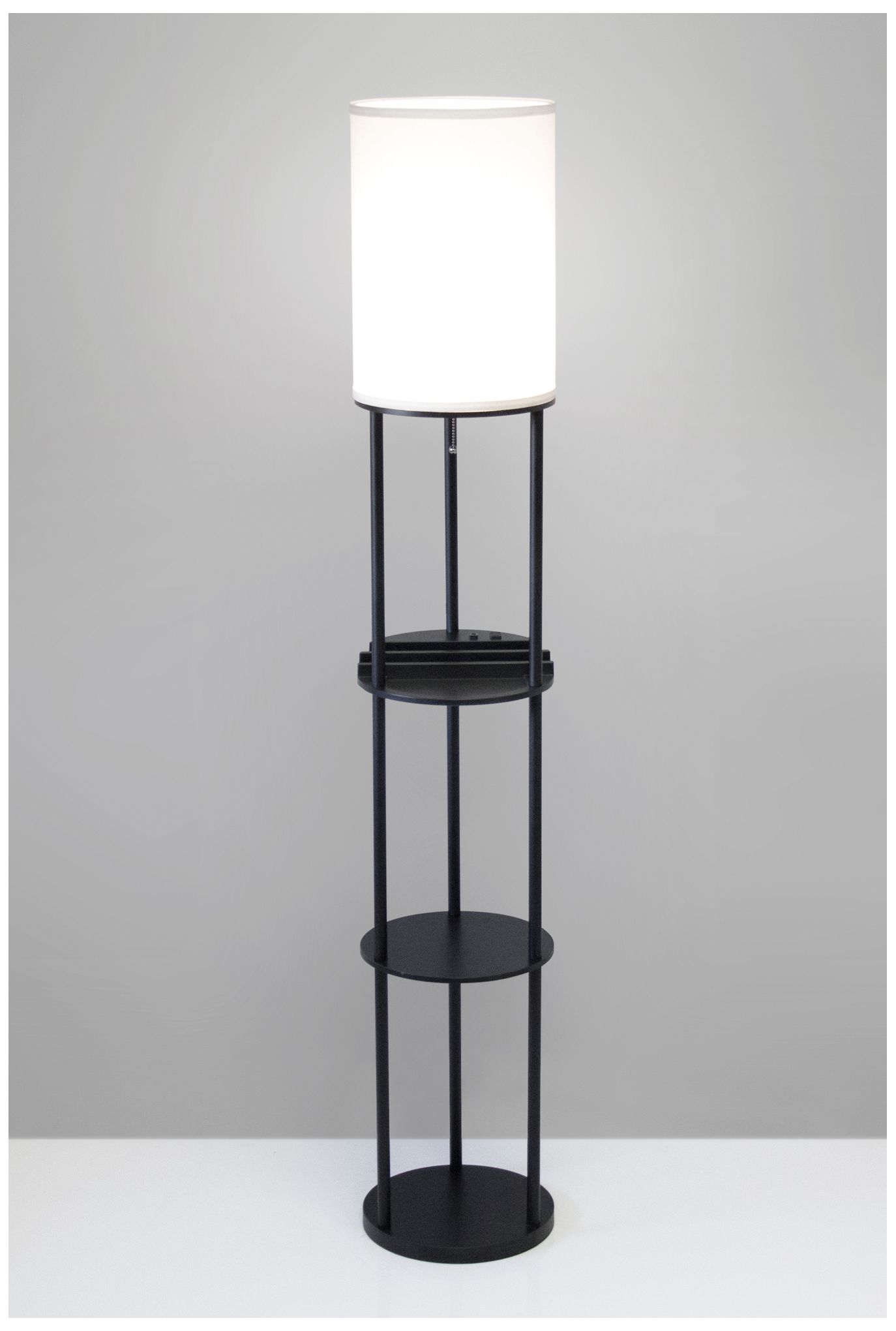 Adesso Lighting 66 1/2" High Charging Station Shelf Floor Lamp