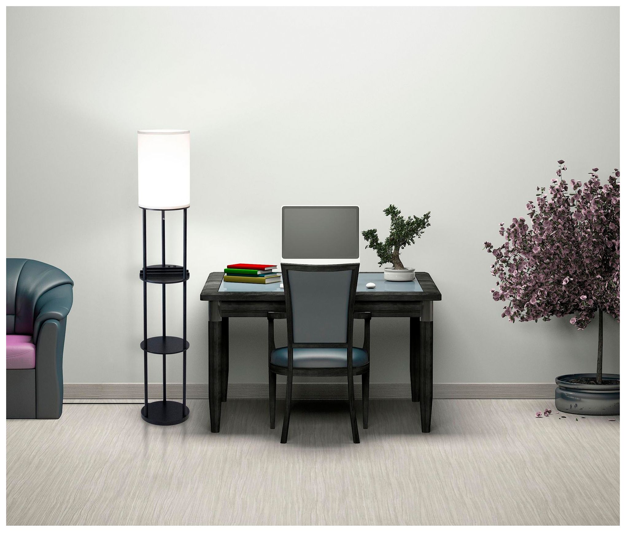 Image 3 Adesso Lighting 66 1/2" High Charging Station Shelf Floor Lamp more views