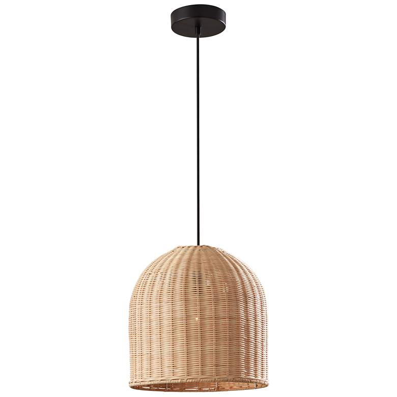 Image 1 Adesso Lighting Bahama 12" Wide Light Natural Rattan Mini Pendant