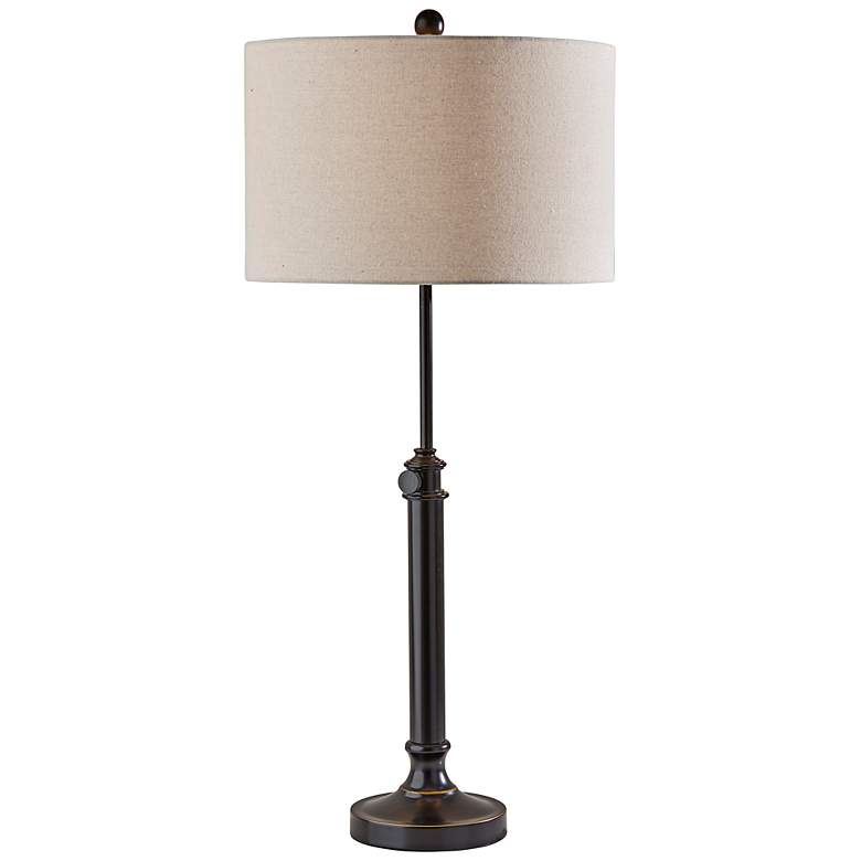 Image 1 Adesso Lighting Barton Adjustable Height Bronze Stick Table Lamp
