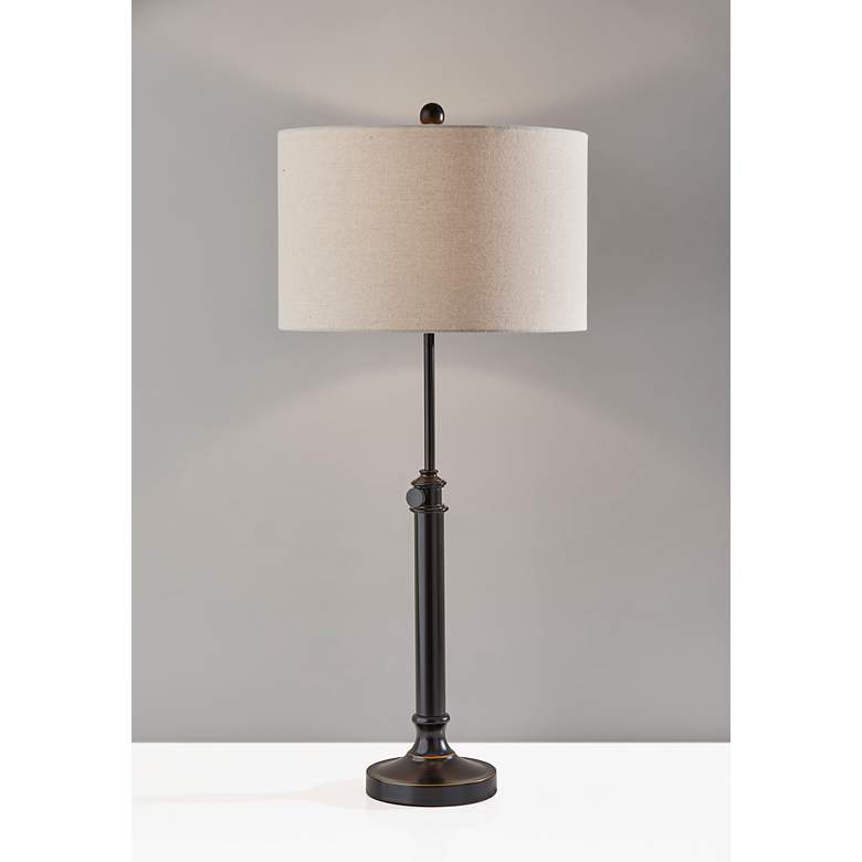 Image 3 Adesso Lighting Barton Adjustable Height Bronze Stick Table Lamp more views