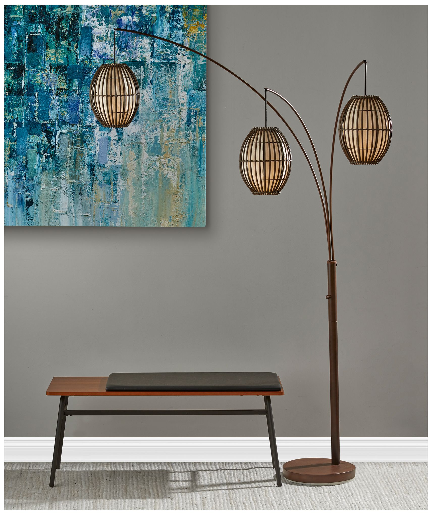 Adesso Lighting Maui 82" High 3-Light Modern Arc Lamp