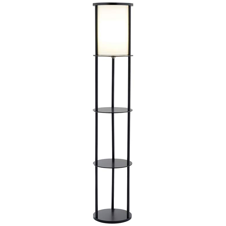 Image 1 Adesso Lighting Stewart 62 1/2 inch High Round Shelf Floor Lamp