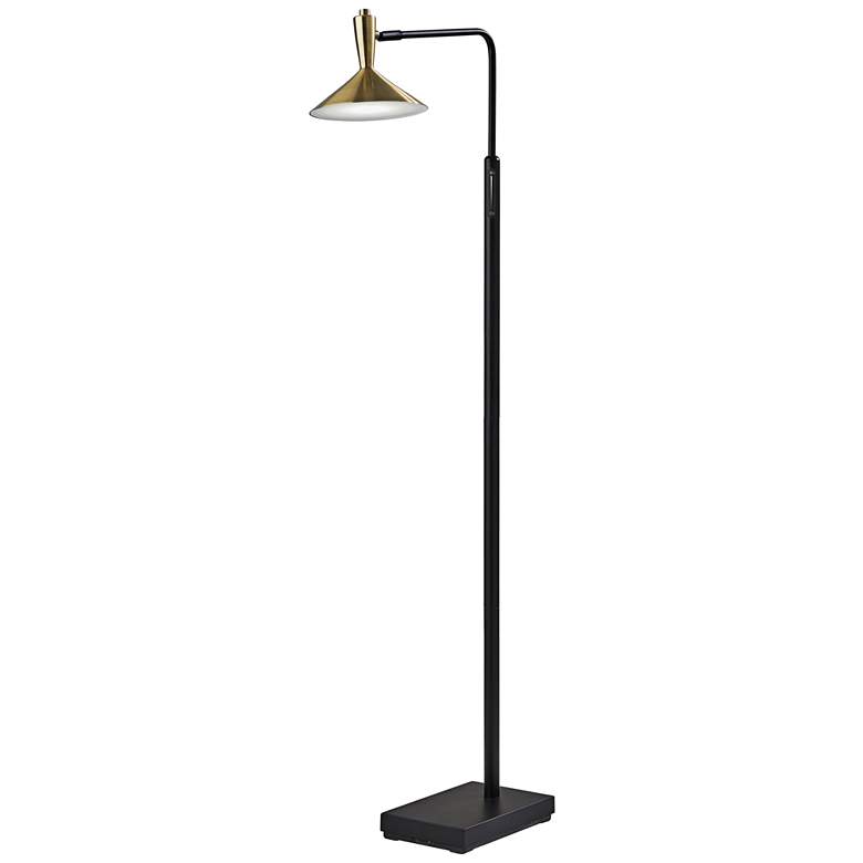 Image 1 Adesso Lucas 54" Matte Black and Antique Brass LED Floor Lamp
