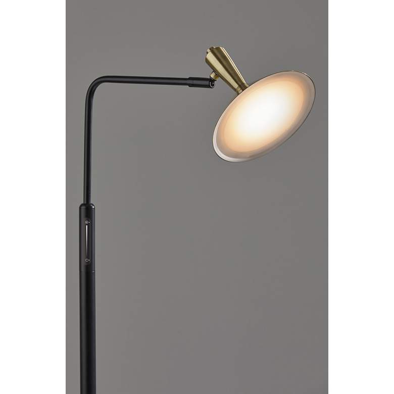 Image 3 Adesso Lucas 54" Matte Black and Antique Brass LED Floor Lamp more views
