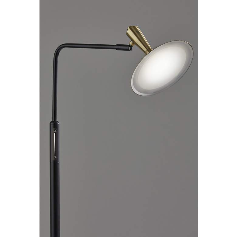 Image 4 Adesso Lucas 54" Matte Black and Antique Brass LED Floor Lamp more views
